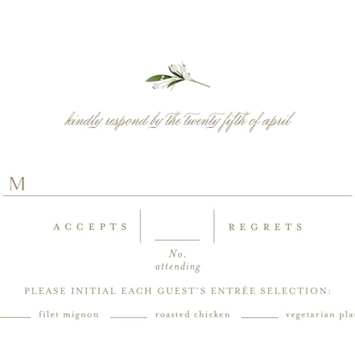 This is a champagne rsvp postcards by Jennifer Postorino called soft sprigs printing on signature in postcard