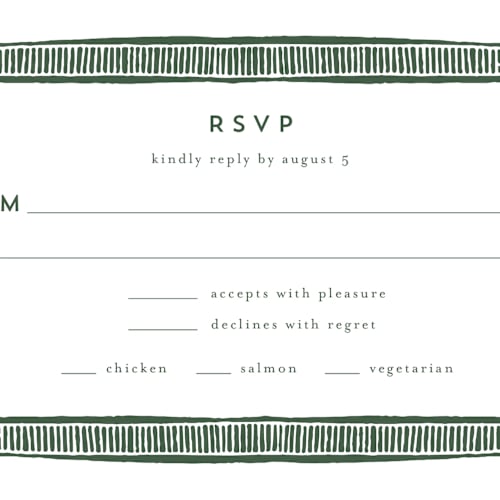 This is a fern rsvp postcards by Katharine Watson called block print frame printing on signature in postcard