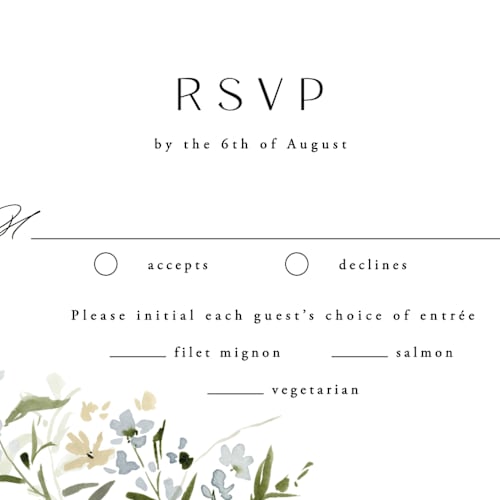 This is a lily rsvp postcards by Everett Paper Goods called fleur printing on signature in postcard