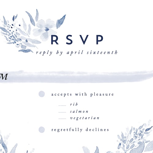 This is a periwinkle rsvp postcards by Qing Ji called poetic watercolor flowers printing on signature in postcard