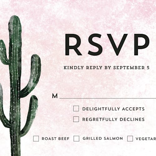 This is a rose crystal rsvp postcards by Cass Loh called cacti printing on signature in postcard