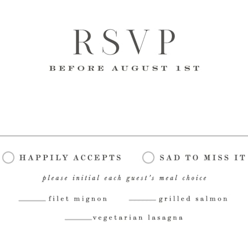 This is a snow rsvp postcards by Hooray Creative called everly printing on signature in postcard
