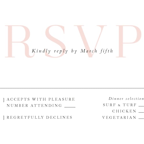 This is a soft peach rsvp postcards by Lea Delaveris called over and over printing on signature in postcard