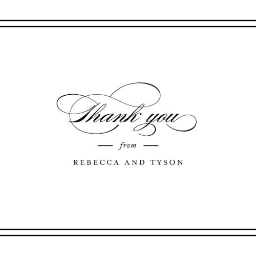 This is a vanilla thank you postcards by Kimberly FitzSimons called eloquence printing on signature in postcard