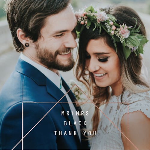This is a noir thank you postcards by DESIGN X FIVE called bold as love printing on signature in postcard