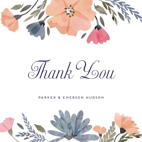 This is a dhalia thank you postcards by Petra Kern called romantic watercolor flora printing on signature in postcard