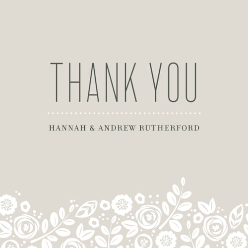 This is a champagne thank you postcards by Jessica Williams called white shadows printing on signature in postcard