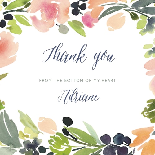 This is a grapefruit thank you postcards by Yao Cheng Design called watercolor wreath printing on signature in postcard