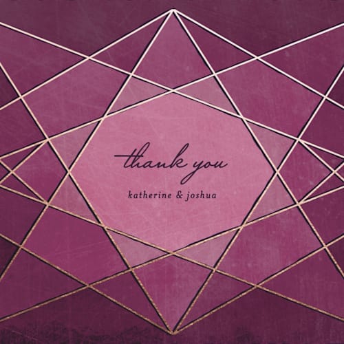 This is a amethyst thank you postcards by Rebecca Bowen called abstract jewel printing on signature in postcard