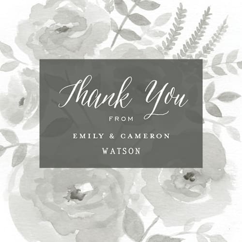 This is a fog thank you postcards by Jill Means called watercolor floral printing on signature in postcard