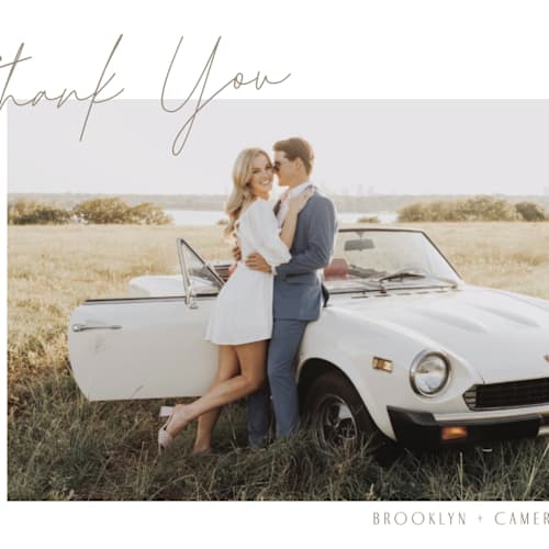 This is a linen thank you postcards with standard by Kelly Schmidt called arabilla overlap printing on signature in postcard