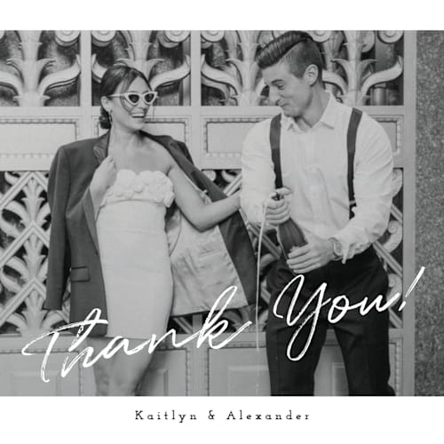 This is a cloud thank you postcards by Adelyn T. called photograph scribble printing on signature in postcard