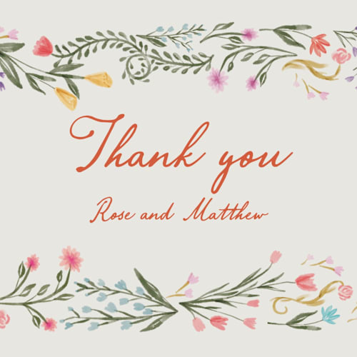 This is a sunset thank you postcards with standard by Maja Cunningham called chantilly printing on signature in postcard