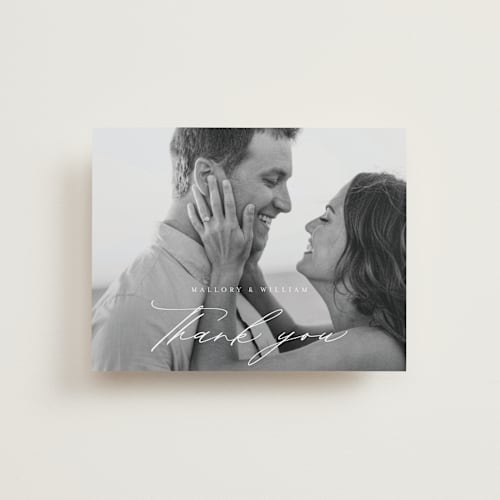 This is a ecru wedding thank you cards with standard by Anna Elder called cielo printing on recycled smooth signature in standard