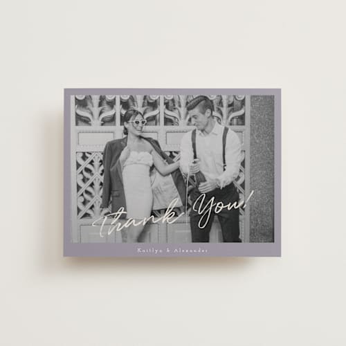 This is a lavender wedding thank you cards with standard by Adelyn T. called photograph scribble printing on recycled smooth signature in standard
