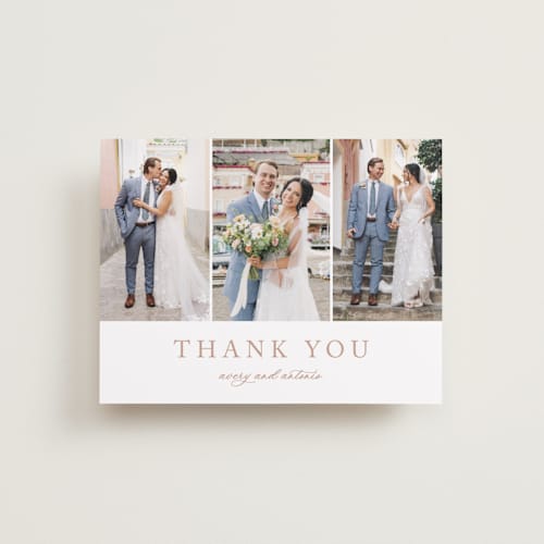 This is a dusty pink wedding thank you cards with standard by Jennifer Postorino called avery printing on recycled smooth signature in standard