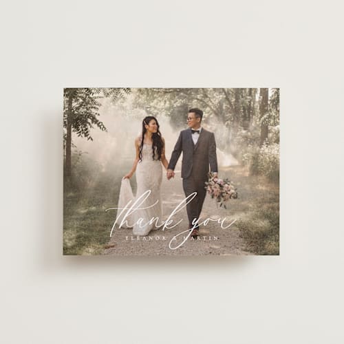 This is a sky wedding thank you cards with standard by Kelly Schmidt called corner printing on recycled smooth signature in standard