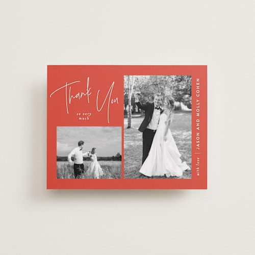 This is a berry wedding thank you cards with standard by JoAnn Jinks called signature frames printing on recycled smooth signature in standard