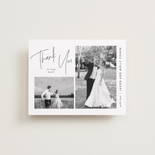 This is a cloud wedding thank you cards with standard by JoAnn Jinks called signature frames printing on recycled smooth signature in standard