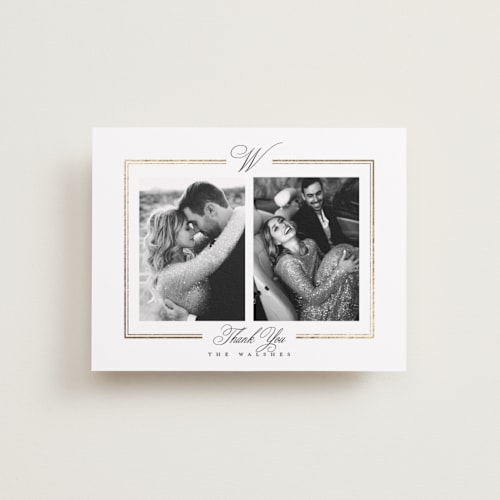 This is a pearl wedding thank you cards with foil pressed by Leah Bisch called elegant type printing on recycled smooth signature in standard