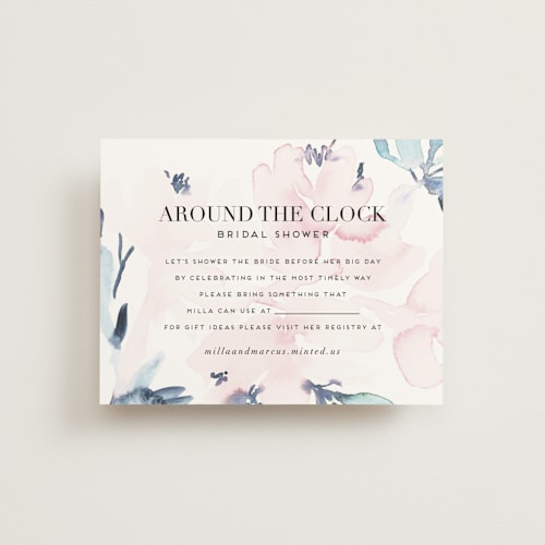 This is a azalea bridal shower insert cards with standard by Petra Kern called florista modernista printing on signature in standard