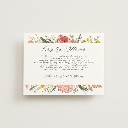 This is a blush bridal shower insert cards with standard by Susan Moyal called organic florals printing on signature in standard