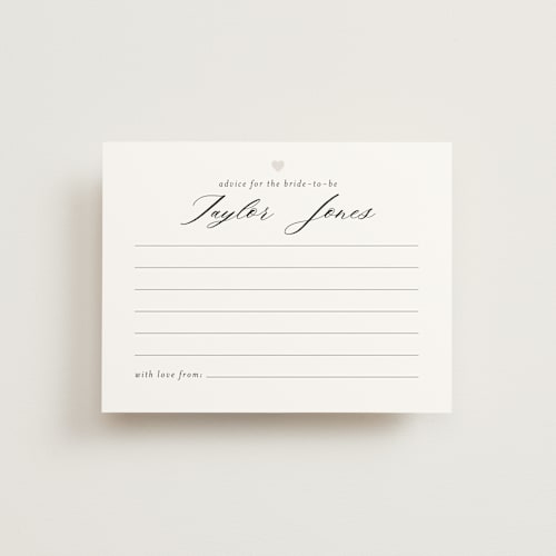 This is a cloud bridal shower insert cards with standard by Minted called script advice printing on signature in standard