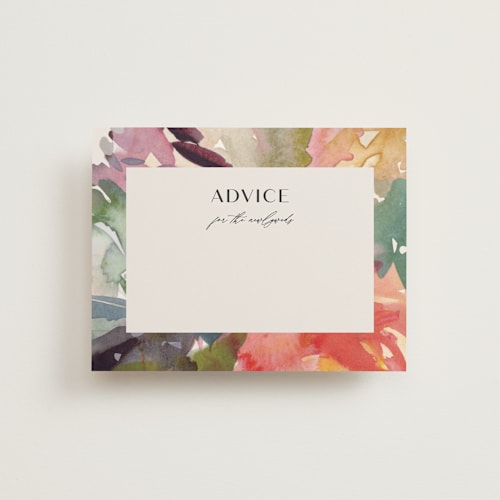 This is a peach bridal shower insert cards with standard by Lori Wemple called pretty printing on signature in standard