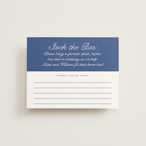 This is a ocean bridal shower insert cards with standard by Owl and Toad called veracruz printing on signature in standard