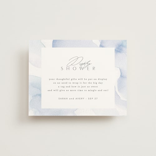 This is a lagoon bridal shower insert cards with standard by Creo Study called flow printing on signature in standard