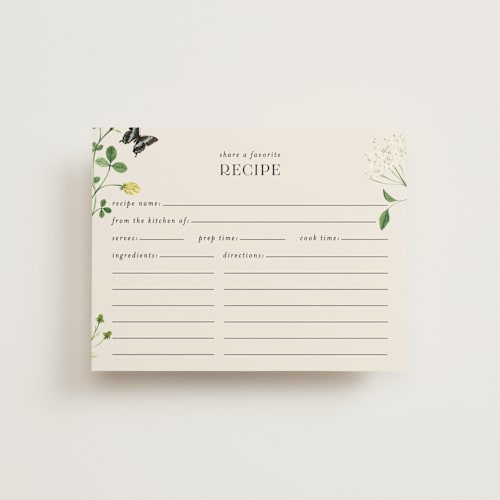 This is a elder flower bridal shower insert cards with standard by Sarah Knight called wild meadow printing on signature in standard