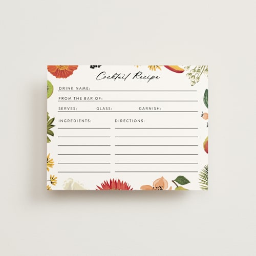 This is a coral bridal shower insert cards with standard by Susan Moyal called tropical brunch printing on signature in standard