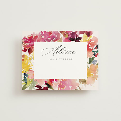 This is a petal bridal shower insert cards with standard by Lori Wemple called magic flowers printing on signature in standard