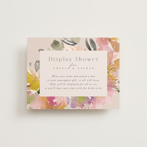 This is a blush bridal shower insert cards with standard by Lori Wemple called bouquet printing on signature in standard