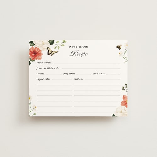 This is a verona sunset bridal shower insert cards with standard by Sarah Knight called fleur printing on signature in standard