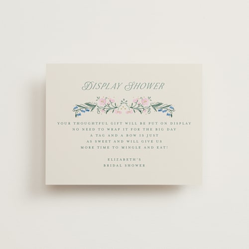 This is a evergreen bridal shower insert cards with standard by Petra Kern called book cover printing on signature in standard