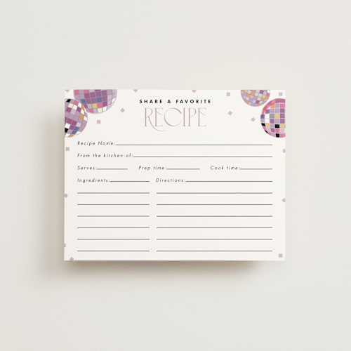 This is a bubblegum bridal shower insert cards with standard by Corinne Malesic called disco fever printing on signature in standard