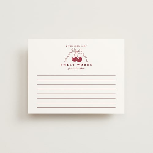 This is a bing cherry bridal shower insert cards with standard by Charter Oaks Creative called classic cherries printing on signature in standard