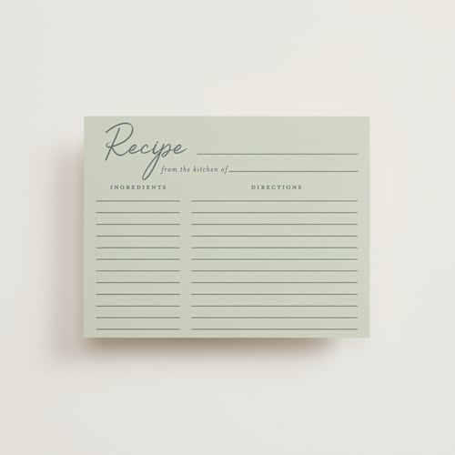 This is a celadon bridal shower insert cards with standard by Morgan Kendall called vintage florals printing on signature in standard