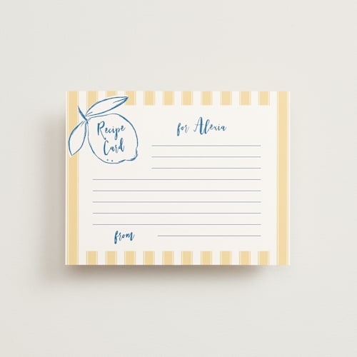 This is a lemon bridal shower insert cards with standard by Jelena Vuletic called citrine printing on signature in standard