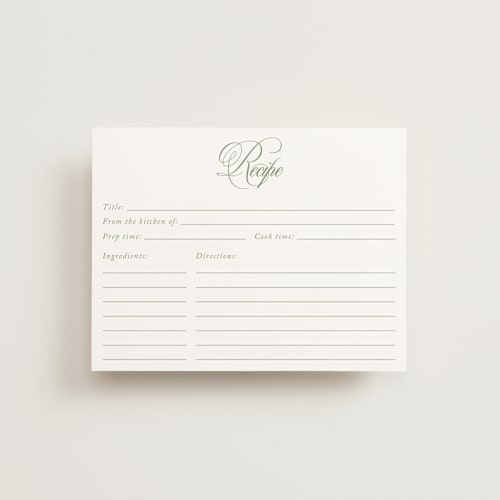 This is a garden bridal shower insert cards with standard by Kelly Schmidt called chic script printing on signature in standard