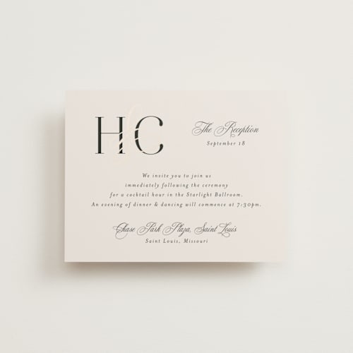 This is a ivory foil stamped wedding invitations with foil pressed by Melanie Kosuge called honor printing on signature in standard
