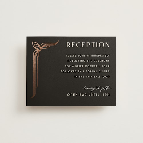 This is a midnight foil stamped wedding invitations with foil pressed by GeekInk Design called geometric deco printing on signature in standard