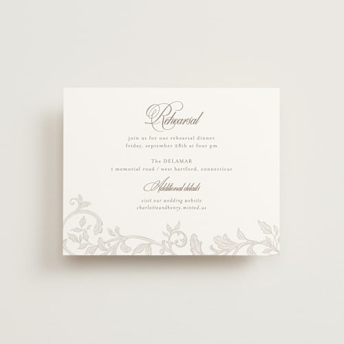This is a natural reception cards with standard by BR Designs called vintage flourishes printing on signature in standard
