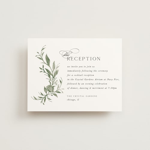 This is a meadow reception cards with standard by Melanie Kosuge called carolina printing on signature in standard