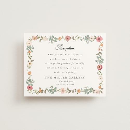 This is a sunset reception cards with standard by Susan Moyal called cherished printing on signature in standard