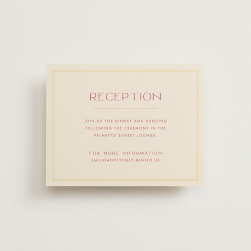 This is a lemon reception cards with standard by Ellen Schlegelmilch called palmetto printing on signature in standard