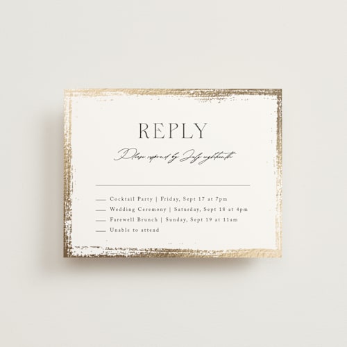 This is a silk rsvp cards with foil pressed by Kelly Schmidt called brushed edge printing on signature in standard