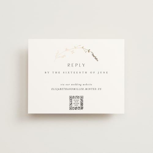 This is a cotton rsvp cards with foil pressed by Amy Kross called vine wrap printing on signature in standard
