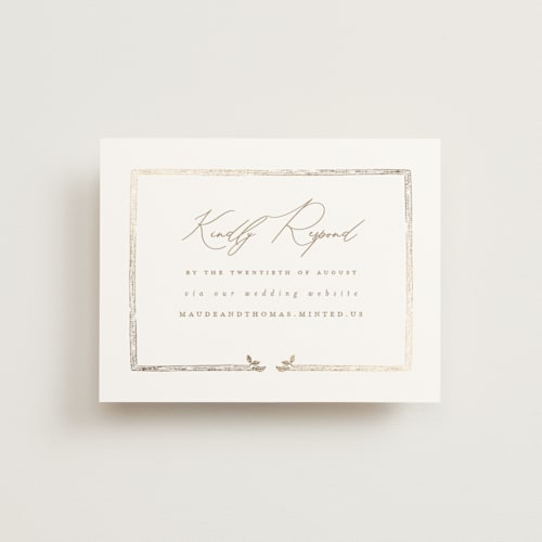 This is a porcelain rsvp cards with foil pressed by Leah Bisch called reflection printing on signature in standard
